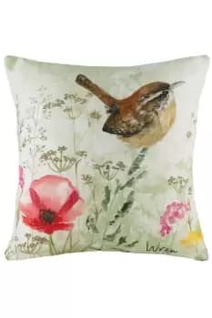 Wren Hand-Painted Printed Cushion