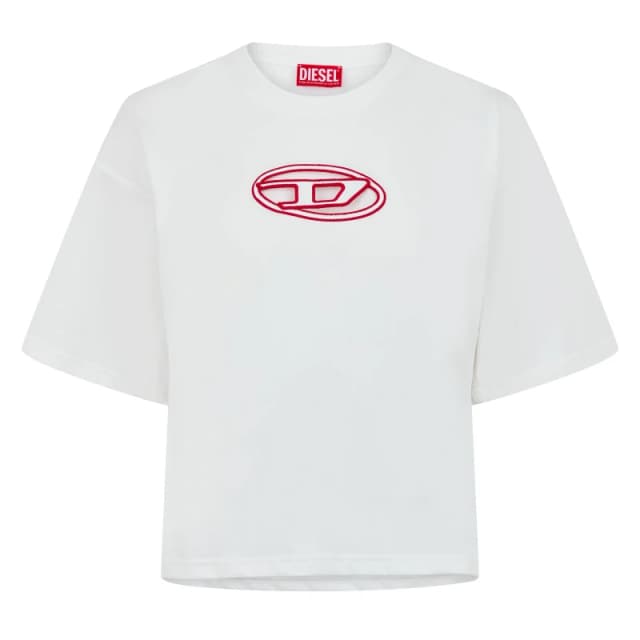 Diesel Womens Buxt Cropped Oversized T-Shirt White female 10