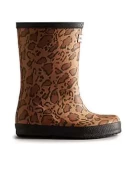 Hunter Original First Hybrid Leopard Wellington Boot, Multi, Size 10 Younger
