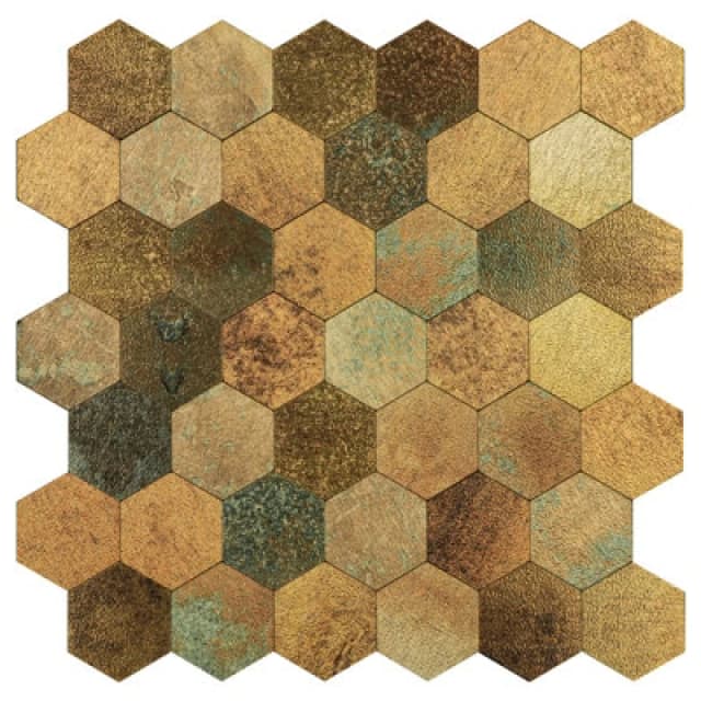 Ener-J Hexagon Mixed Bronze Peel And Stick Aluminium Tile Pack Of 4