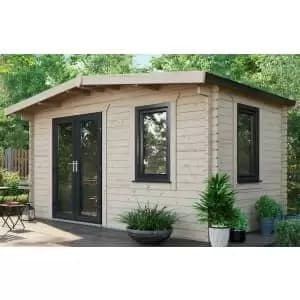 Power Sheds 8 x 14ft Left Hand Door Apex Chalet Log Cabin