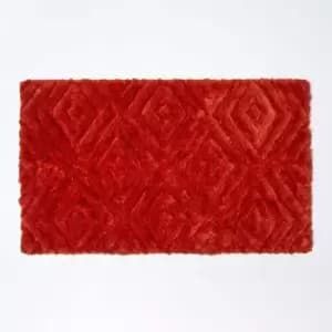 Ikat Pattern Burnt Orange Bath Mat - Orange - Orange - Orange - Homescapes