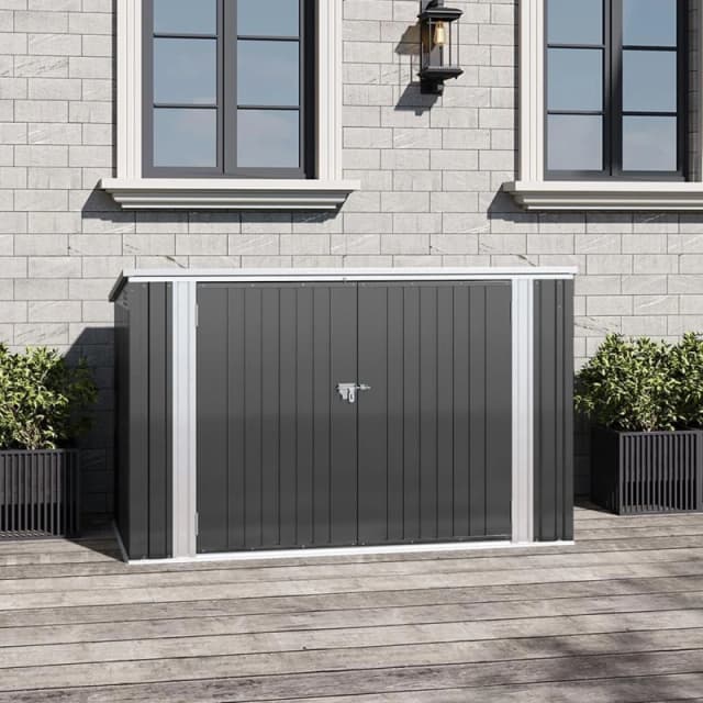 Breeins Outdoor 7x3fts Metal Bike Shed Charcoal Black L