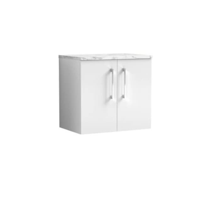 Nuie Arno Wall Hung 2-Door Vanity & Laminate Top In Gloss White