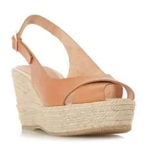 Dune Black Tan Leather Kyri' High Wedge Heel Espadrilles - 3