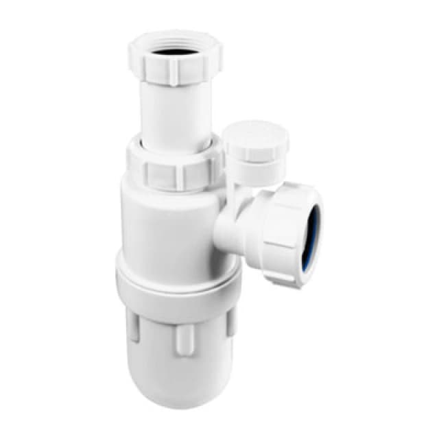 McAlpine A10AV-SV 75mm Water Seal Anti-Syphon (Silentrap) Adjustable Inlet Bottle Trap with Silicone Non-Return Valve and Multifit Outlet White