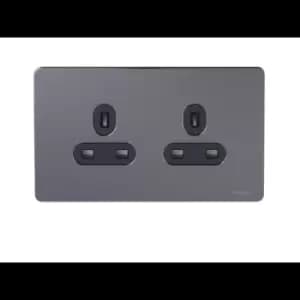 Schneider USFP 13A Single Pole 2G Unswitched Socket Black Insert Black Nickel - GU3460BBN