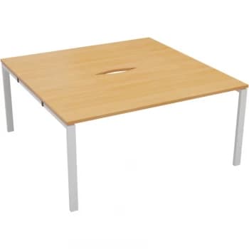 2 Person Double Bench Desk 1200X800MM Each - White/Beech