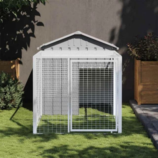 Vidaxl Chicken Cage With Run Light Grey 117X201X123cm Galvanised Steel