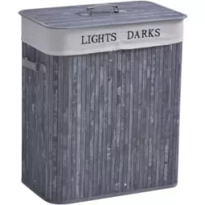 Homcom - Large 2-Section Laundry Washing Basket Clothes Hamper Cleaning