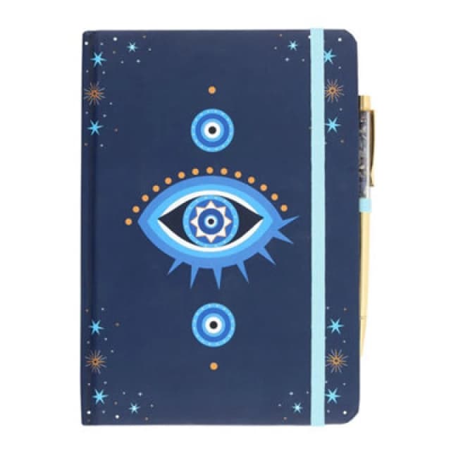 Something Different Something Different All Seeing Eye Crystal Chips A5 Notebook with Pen in Blue Blue One Size Unisex 5063806402459