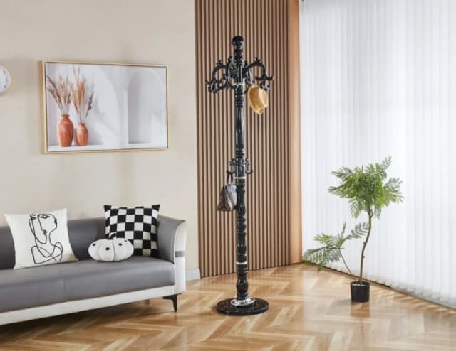 Modernique Modernique Lovella Thick Metal Tube Stand Tube Coat Rack with Heavy Sturday Marble Base in Black One Size Unisex 5061017321910