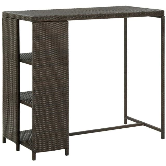 VIDAXL Vidaxl - Bar Table with Storage Rack Brown 120x60x110cm Poly Rattan 8720286146781