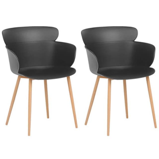 Beliani Set Of 2 Dining Chairs Sumkley Black