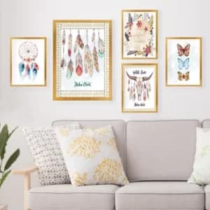SET_115 Multicolor Decorative Framed Painting (5 Pieces)