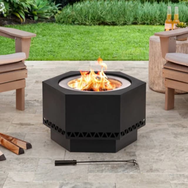 Sunjoy Smokeless Wood-Burning Fire Pit With Fire Poker - Garden And Backyard Outdoor Fire Pit
