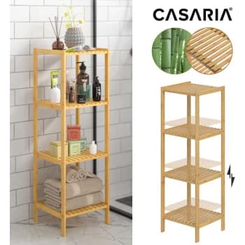 Casaria - Bathroom Wooden Bamboo Rack Brown Kitchen Shelf Standing Bathroom Shelf Bath Wood Brown Shoe Cabinet Basement Hallway Storage Robust
