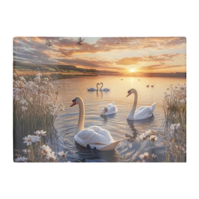 Warren Reed Designer Swans At Sunset In A Beautiful Lake Chopping Board