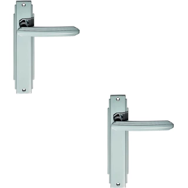 Loops 2x PAIR Line Detailed Handle on Latch Backplate 205 x 45mm Polished Chrome Multi