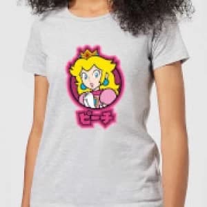Nintendo Super Mario Peach Kanji Womens T-Shirt - Grey - 3XL