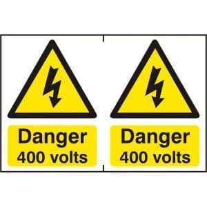 ASEC Danger 400 Volts 200mm x 300mm PVC Self Adhesive Sign
