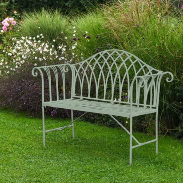 Garden Gear Versailles Garden Outdoor Bench In Wrought Iron (Sage Green)