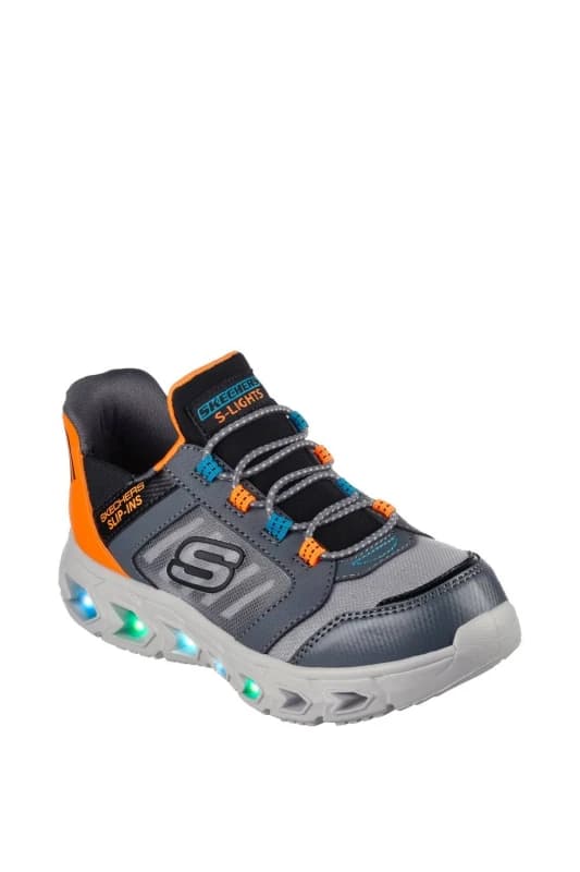 Skechers Boys Hypno-Flash 2.0 Odelux Lightweight Trainers UK Size 12 (EU 30) Charcoal/Orange SKE2180-CCOR-12