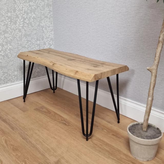 KOSY KOALA KOSY KOALA Wooden Bench With Metal Hairpin Legs for Dining Room, Work, or Study in Brown Brown One Size Unisex 5061055342373