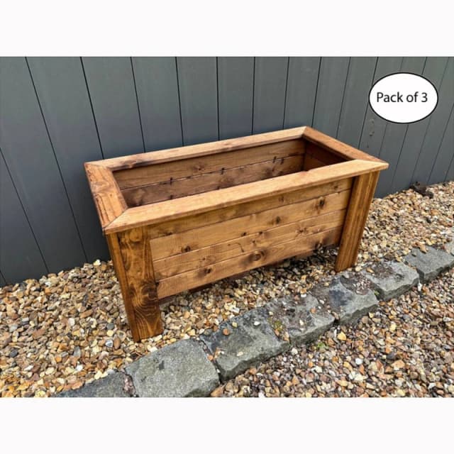 Charles Taylor Multi Pack of 3 - Prestbury Raised Rectangular Large Trough - Timber in Light Brown Light Brown Unisex