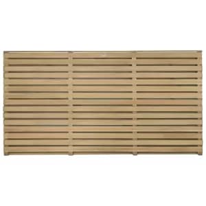 Forest Garden Double Slatted Fence Panel 6 x 3ft 4 Pack