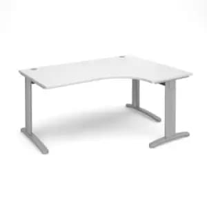 Office Desk Right Hand Corner Desk 1600mm White Top With Silver Frame 1200mm Depth TR10 TDER16SWH