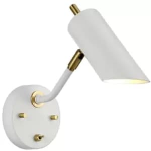 Wall Light Sconce White Aged Brass Finish LED E27 8W Bulb
