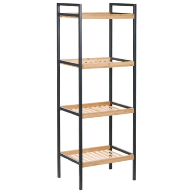 Beliani 4 Tier Shelving Unit Tajzara Bamboo Wood Light Brown