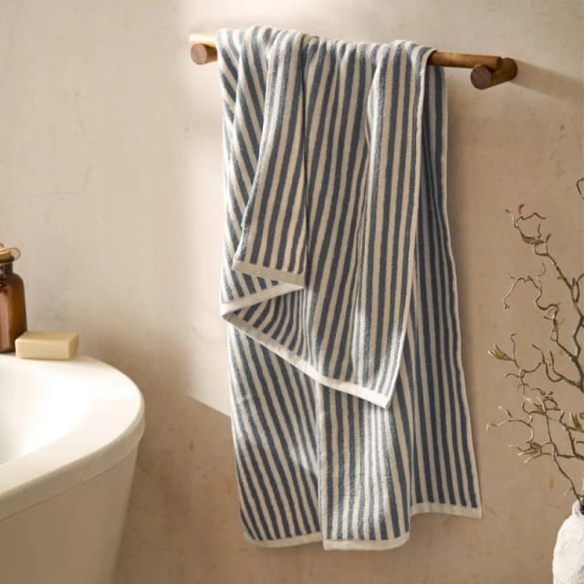 Yard Hebden Striped 100% Cotton Towel in Pale Blue Size: Bath Sheet Pale Blue Unisex Bath Sheet