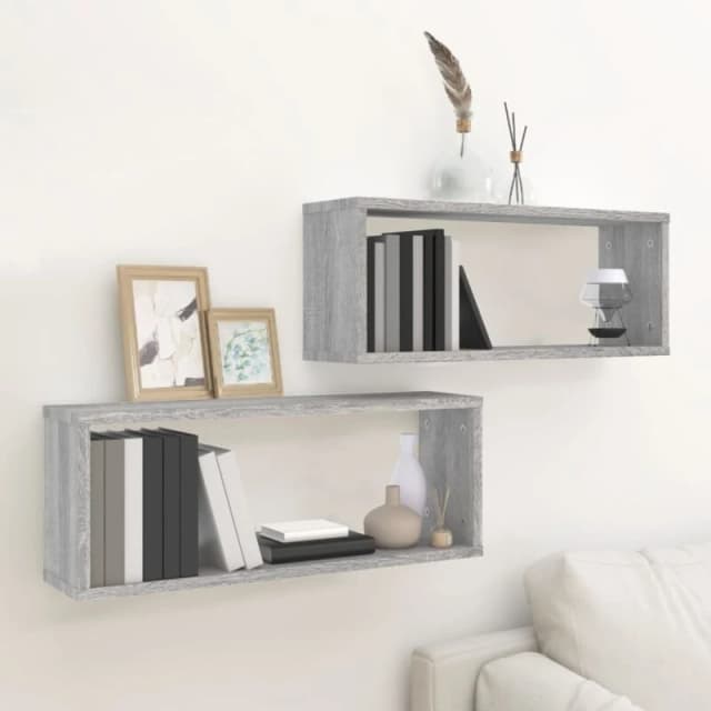 VIDAXL Vidaxl - Wall Cube Shelves 2 pcs Grey Sonoma 60x15x23cm Engineered Wood 8720286956076