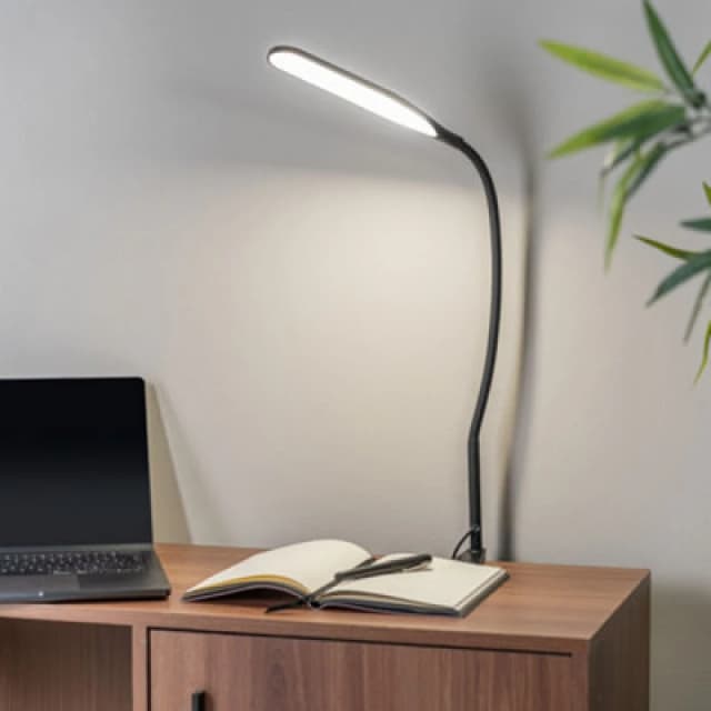 ValueLights Daylight Adjustable Reading Task LED Desk Lamp With Clamp in Black Black