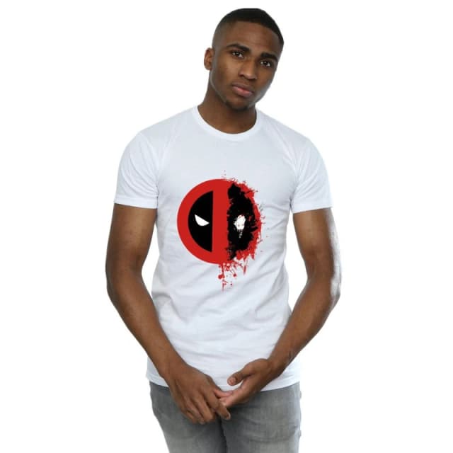 Marvel Marvel Men Deadpool Split Splat Logo T-Shirt in White Size: Small White S Male 5057245794329