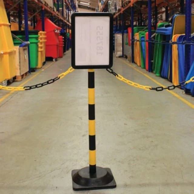 Value Post and Sign Holder Plastic A4 Yellow/Black 426953
