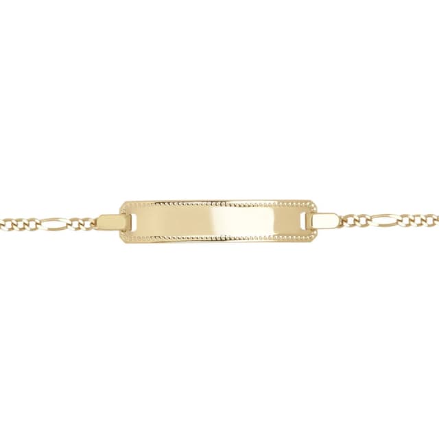 Jewelco London 9ct Gold Mill Grain Figaro Identity ID Bracelet, 7.5 inch 19cm - JID040 Gold