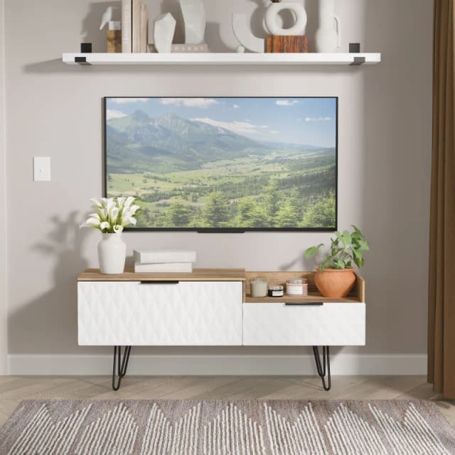 Ready Assembled 2 U Islay 2 Drawer Coffee TV Unit (Ready Assembled) in White White Unisex