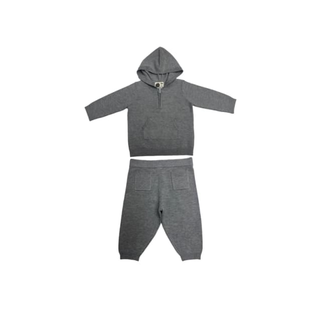 Pretty Green Kids Hooded Long Sleeve Slim Fit Top and Trouser Pyjama Set Grey Marl male 0-3 Mnth