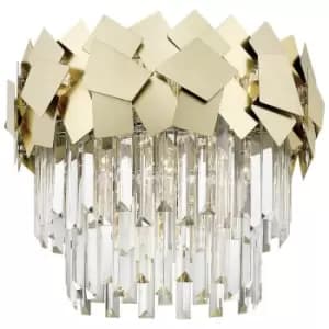 Zumaline Quasar Crystal Ceiling Light, Gold, Clear, 5x E14