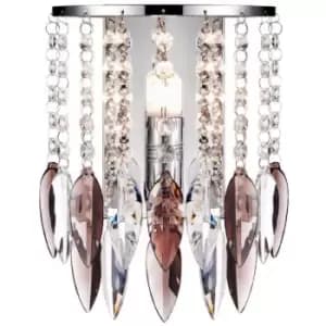 Willazzo Wall Light In Polished Chrome With Smoked Droplets