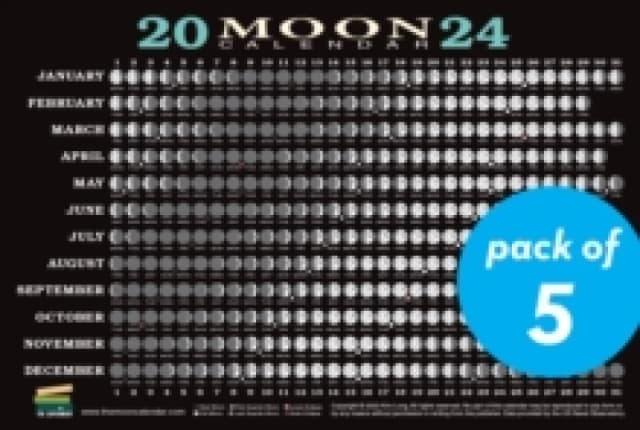 2024 Moon Calendar Card (5 pack) : Lunar Phases, Eclipses, and More! Paperback / softback