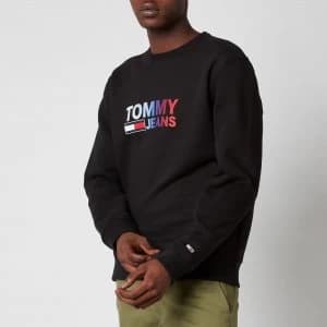 Tommy Jeans Mens Ombre Corporation Logo Crewneck Sweatshirt - Black - L