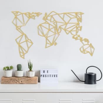 World Map Metal Decor10 - Gold Gold Decorative Metal Wall Accessory