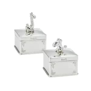JG Signature Silver Plated Giraffe Tooth Box & Zebra Curl Box Gift Set