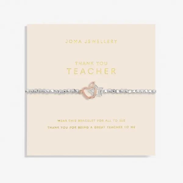 Forever Yours thank You Teacher Silver Rose Gold Plated 17.5cm Bracelet 6881