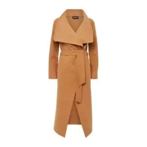 James Lakeland Large Lapel Collar Coat With Belt - Brown
