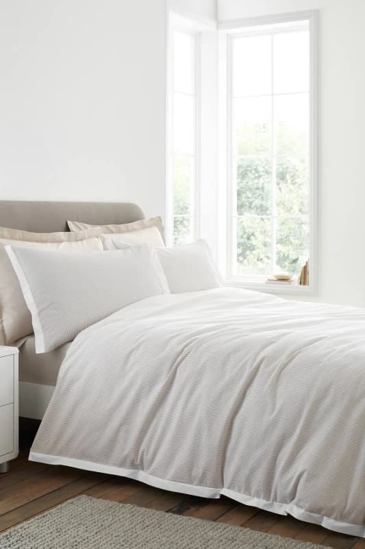 Bianca Seersucker Woven Stripe Duvet Cover Bedding Set Natural